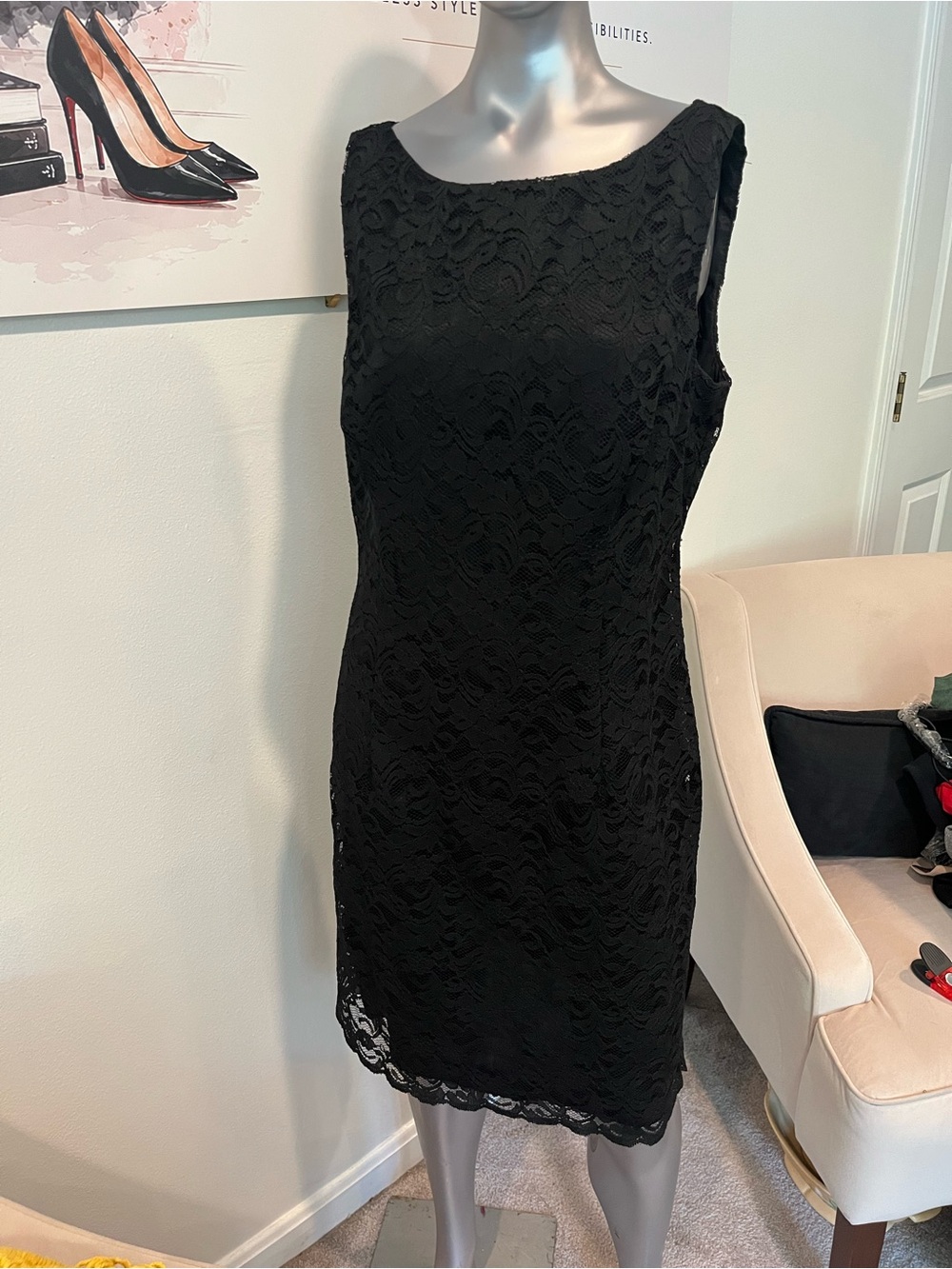 Virgo Black Lace Midi Dress EUC M
